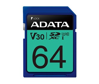 کارت حافظه اي ديتا مدل Premier Pro SDXC UHS-I U3 Class 10 (V30S) ظرفيت 64 گيگابايت ADATA Premier Pro SDXC UHS-I U3 Class 10 (V30S)-64GB